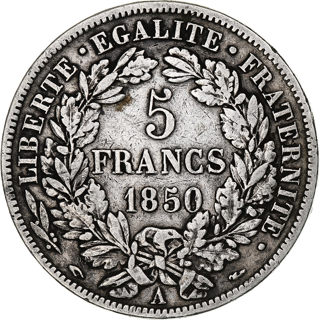 Munten, Frankrijk, Cérès, 5 Francs, 1850, Paris, FR+, Zilver, KM:761.1