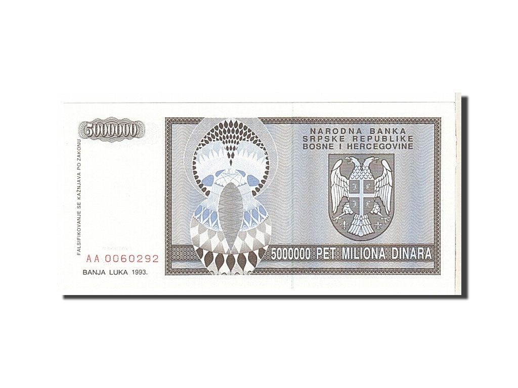 Banknote, Bosnia - Herzegovina, 5,000,000 Dinara, 1993, KM:153a, UNC(65-70)