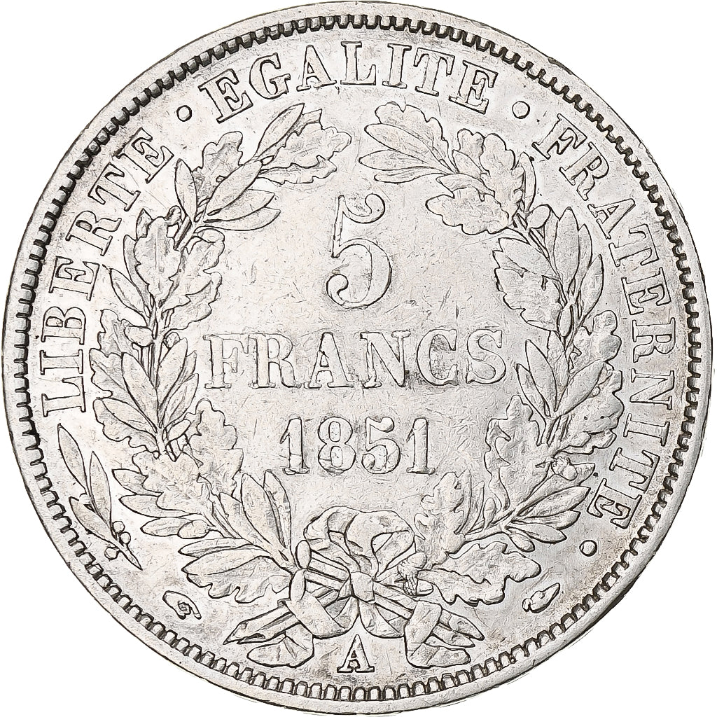 Munten, Frankrijk, Cérès, 5 Francs, 1851, Paris, ZF, Zilver, Gadoury:719