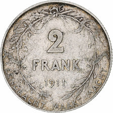 Coin, Belgium, 2 Francs, 2 Frank, 1911, VF(30-35), Silver, KM:75