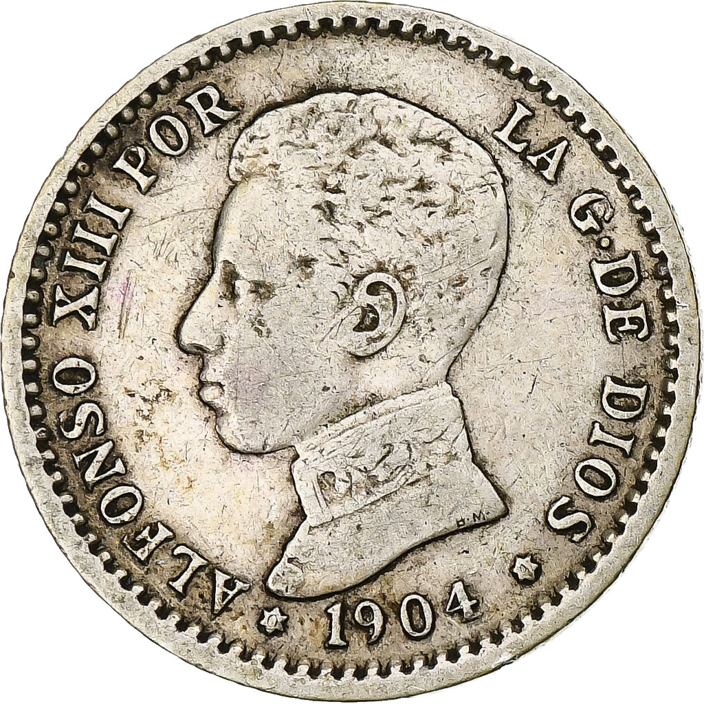 Coin, Spain, Alfonso XIII, 50 Centimos, 1904, VF(30-35), Silver, KM:723