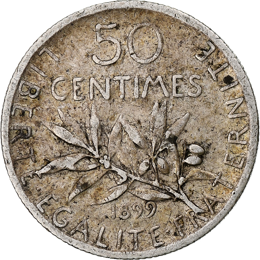 Munten, Frankrijk, Semeuse, 50 Centimes, 1899, Paris, ZF, Zilver, KM:854