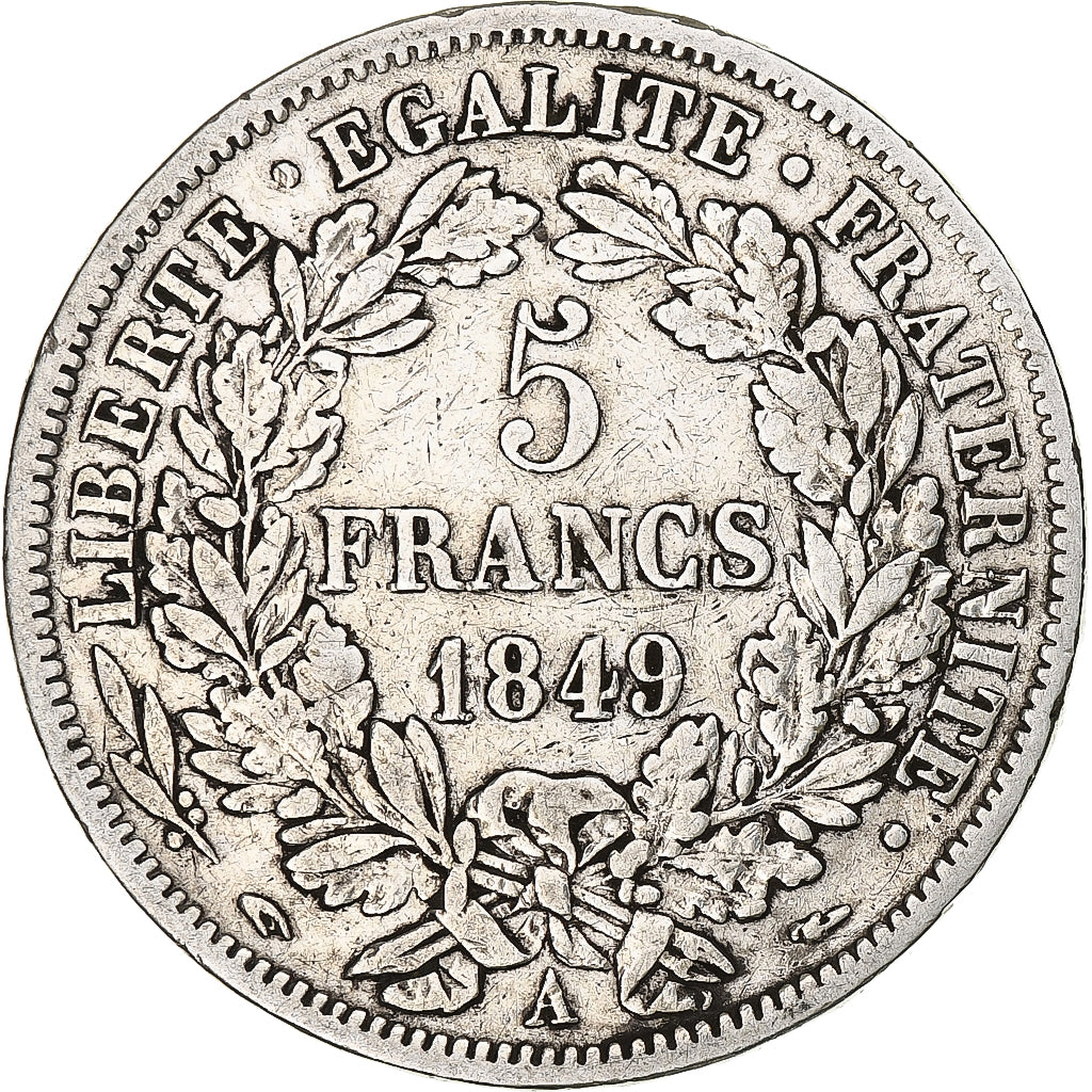 Coin, France, Cérès, 5 Francs, 1849, Paris, VF(30-35), Silver, KM:761.1