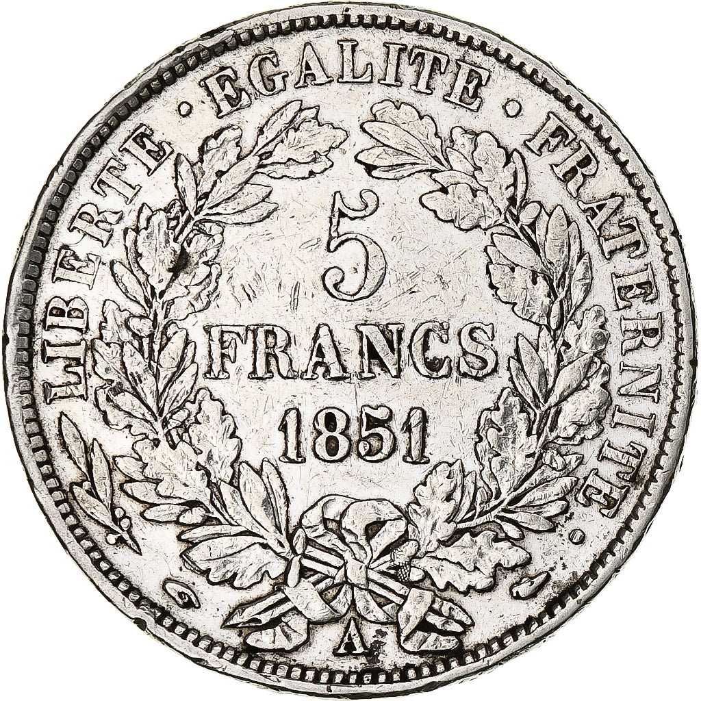 Monnaie, France, Cérès, 5 Francs, 1851, Paris, TTB, Argent, Gadoury:719