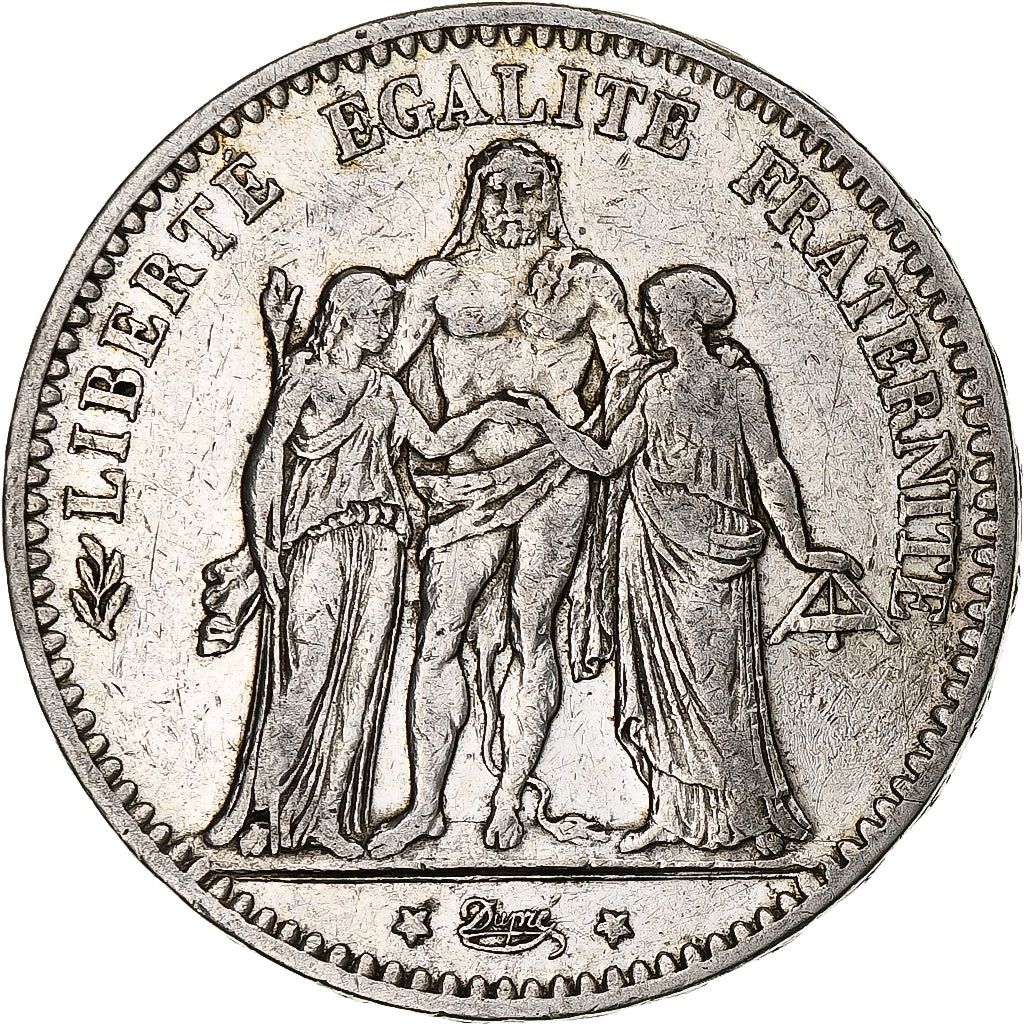 Coin, France, Hercule, 5 Francs, 1875, Bordeaux, EF(40-45), Silver, KM:820.2