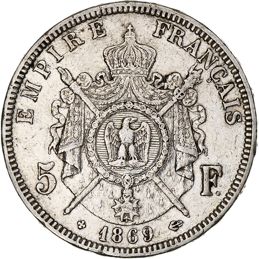 Coin, France, Napoléon III, 5 Francs, 1869, Strasbourg, EF(40-45), Silver