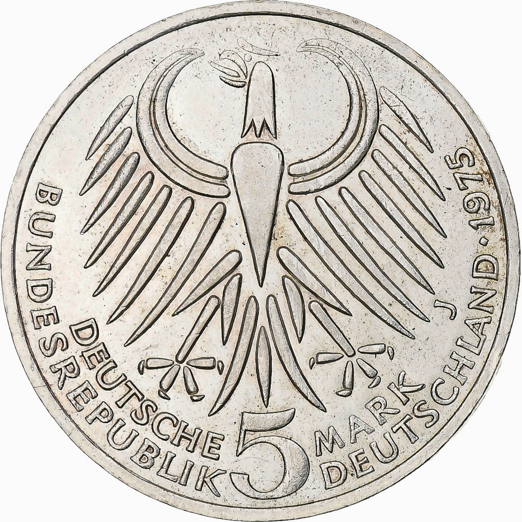 Monnaie, République fédérale allemande, 5 Mark, 1975, Hamburg, Germany, SUP