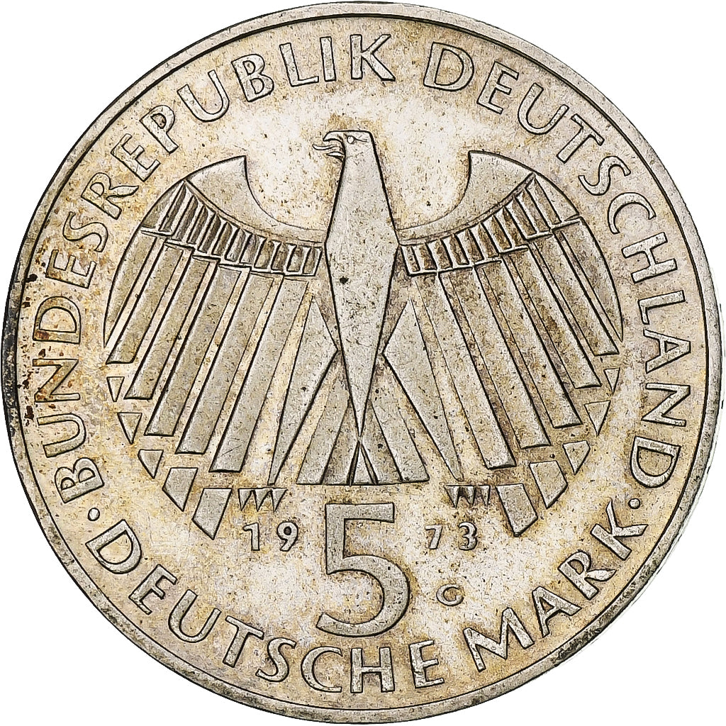 Federale Duitse Republiek, 5 Mark, 1973, Karlsruhe, Zilver, ZF, KM:137
