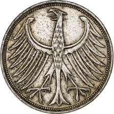 GERMANY - FEDERAL REPUBLIC, 5 Mark, 1964, Stuttgart, EF(40-45), Silver, KM:112.1