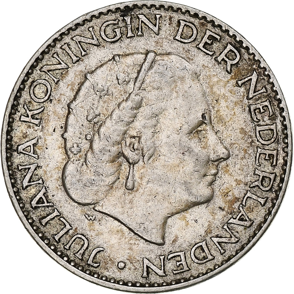 Coin, Netherlands, Juliana, Gulden, 1956, AU(50-53), Silver, KM:184