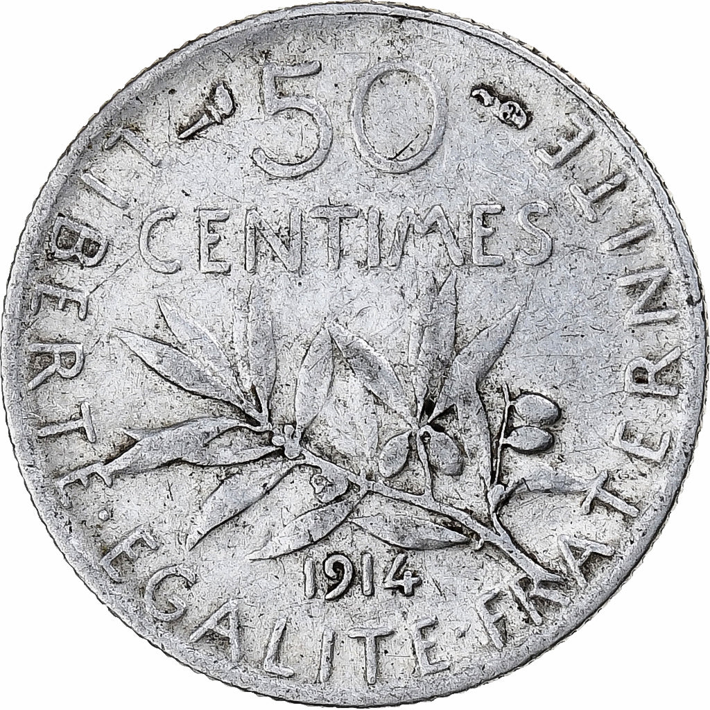 Münze, Frankreich, Semeuse, 50 Centimes, 1914, Paris, S+, Silber, KM:854, Le