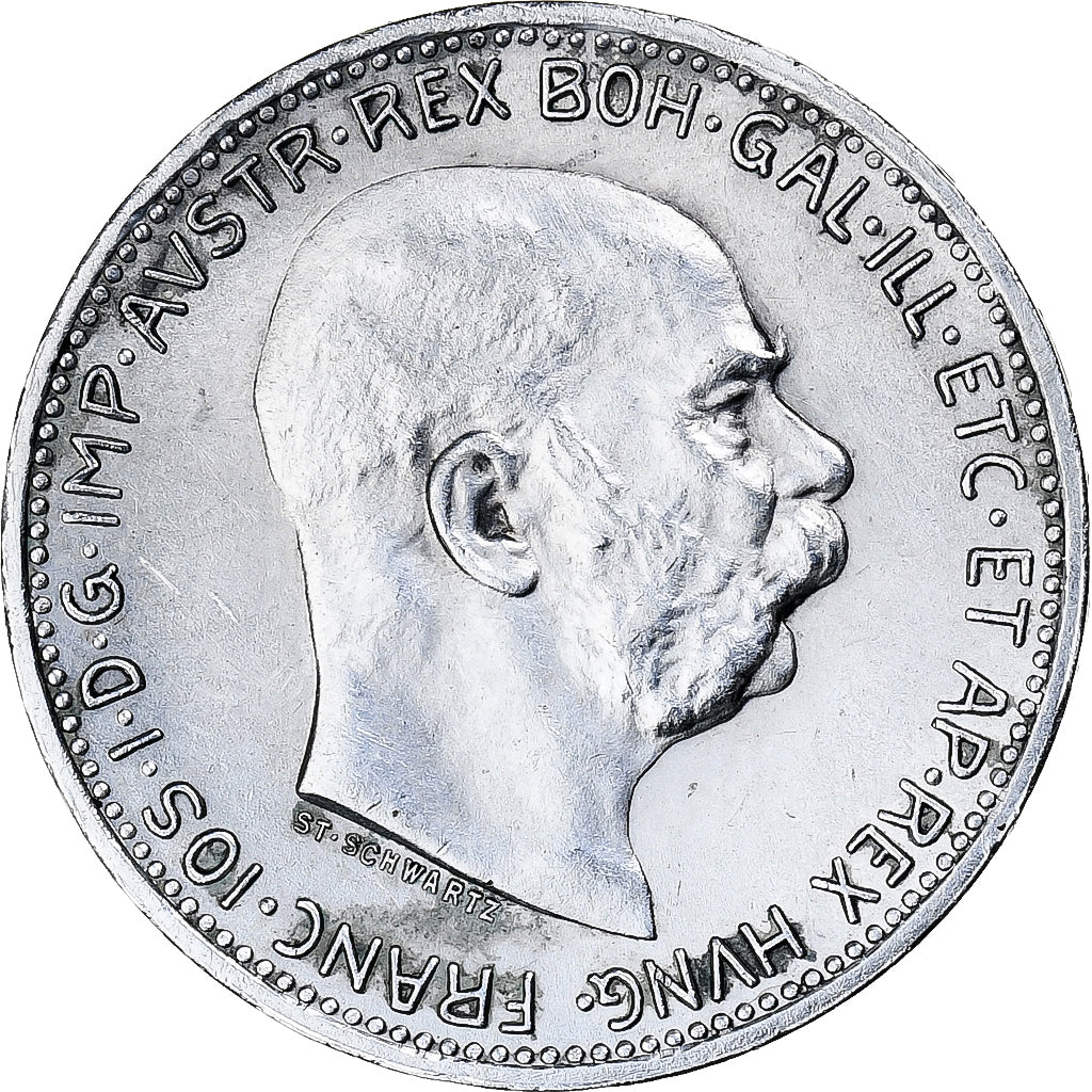 Moeda, Áustria, Franz Joseph I, Corona, 1914, Vienna, AU(55-58), Prata, KM:2820