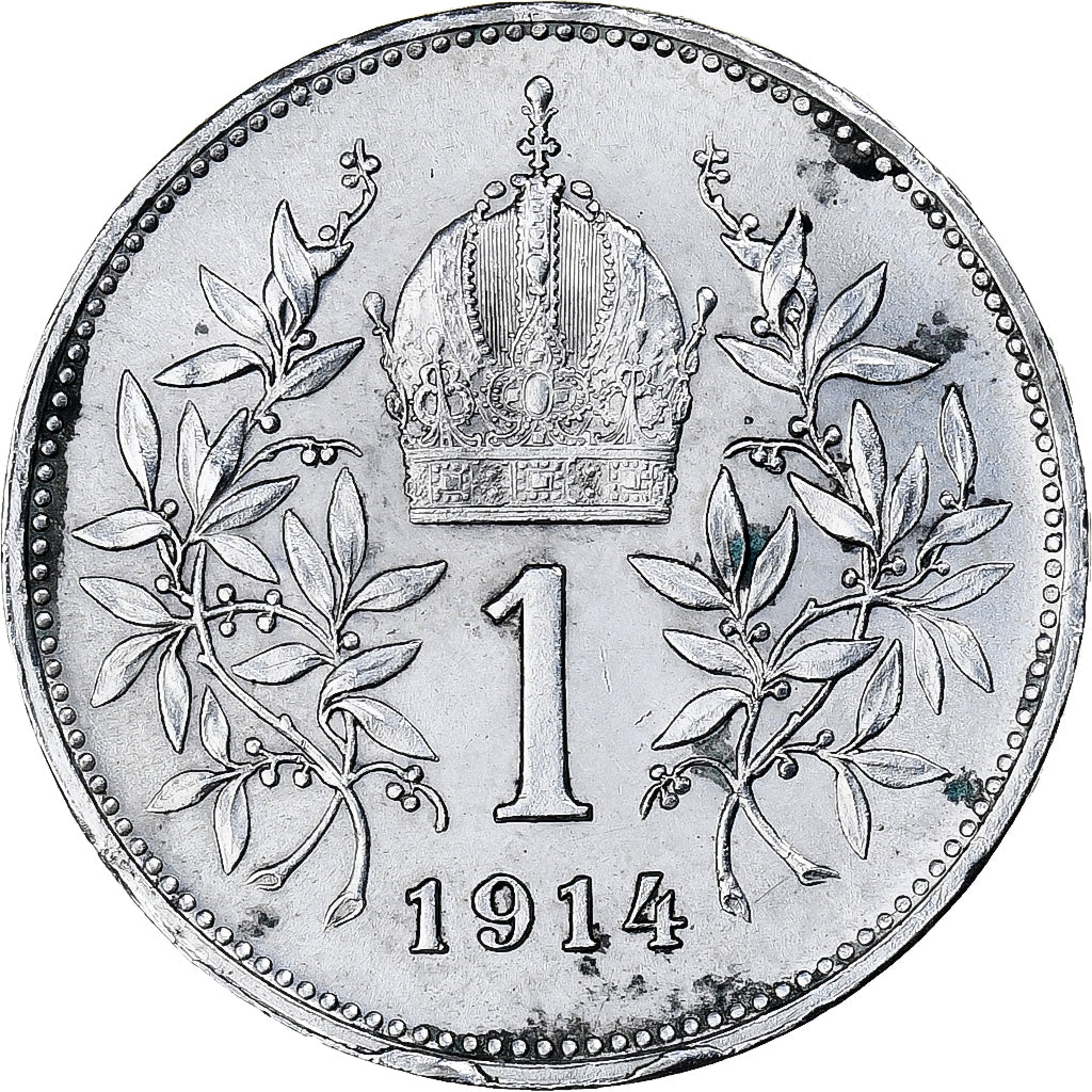 Moeda, Áustria, Franz Joseph I, Corona, 1914, Vienna, AU(55-58), Prata, KM:2820