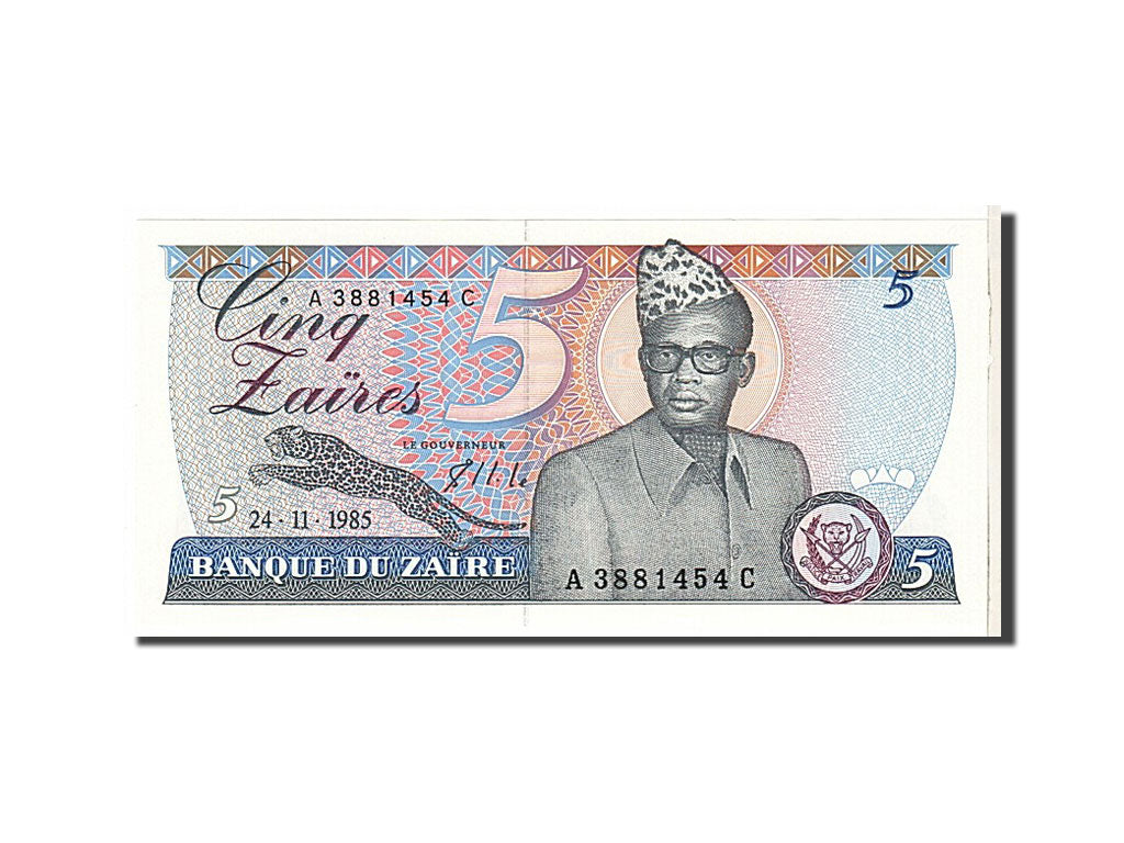 Zaïre, 5 Zaïres, 1985, KM #26A, UNC(63), A3881454C