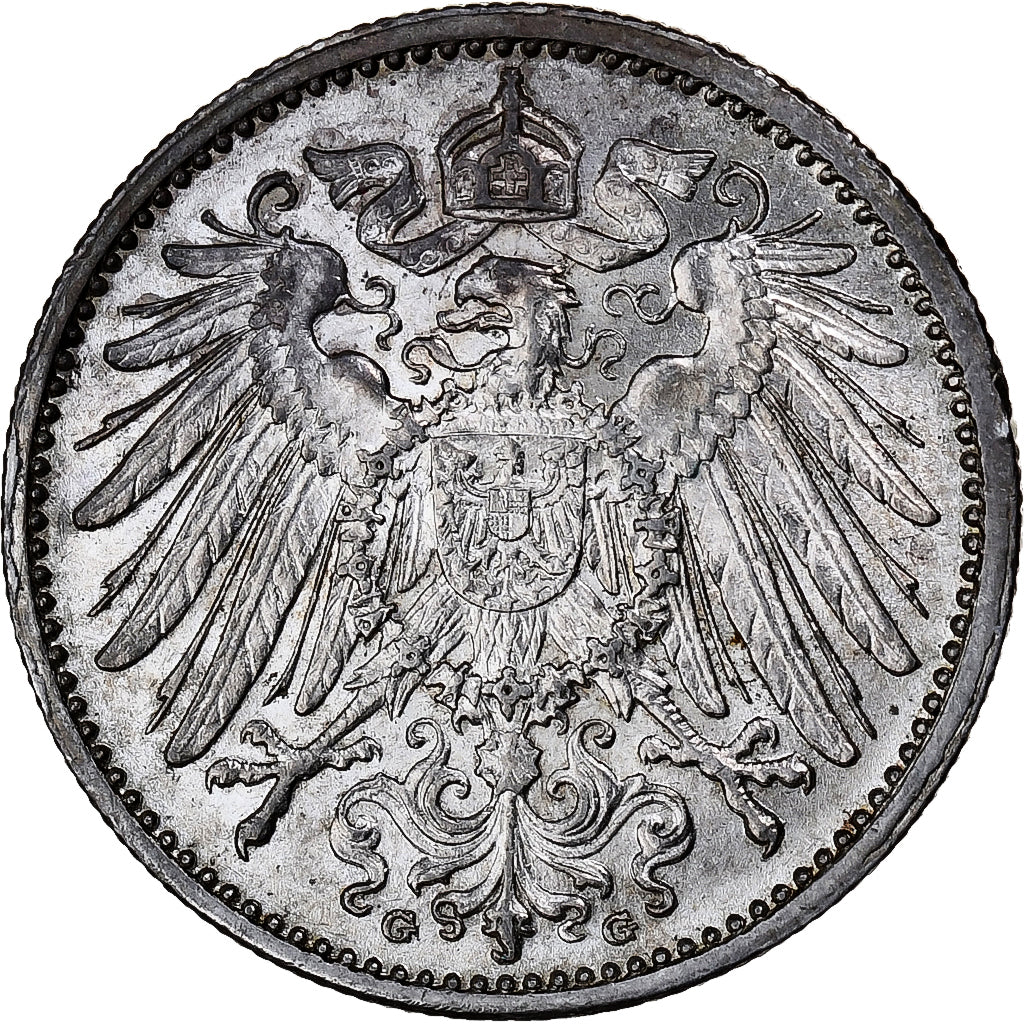 Coin, GERMANY - EMPIRE, Wilhelm II, Mark, 1915, Karlsruhe,MS(60-62),Silver,KM 14