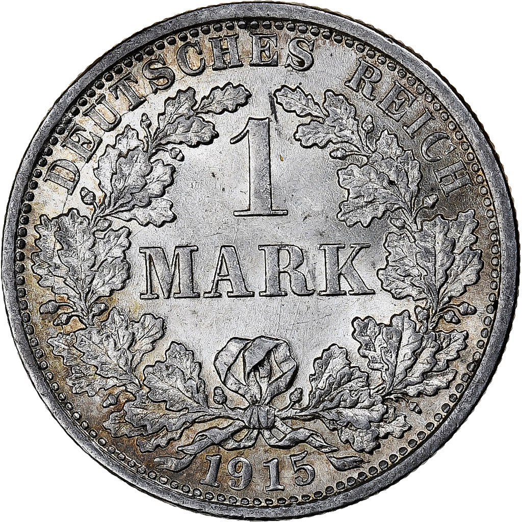 NIEMCY - IMPERIUM, Wilhelm II, Mark, 1915, Stuttgart, Srebro, MS(60-62), KM:14