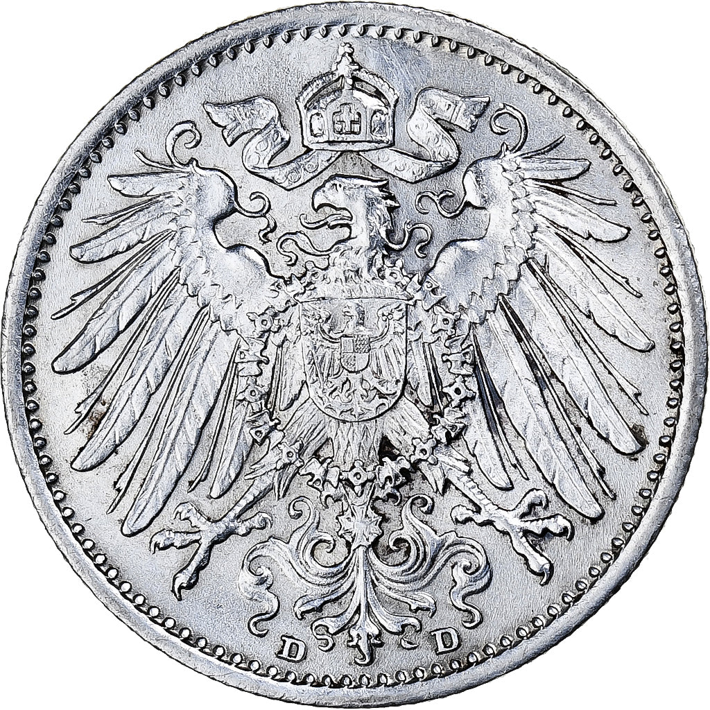 Moneta, NIEMCY - IMPERIUM, Wilhelm II, Mark, 1915, Munich, AU(55-58), Srebro