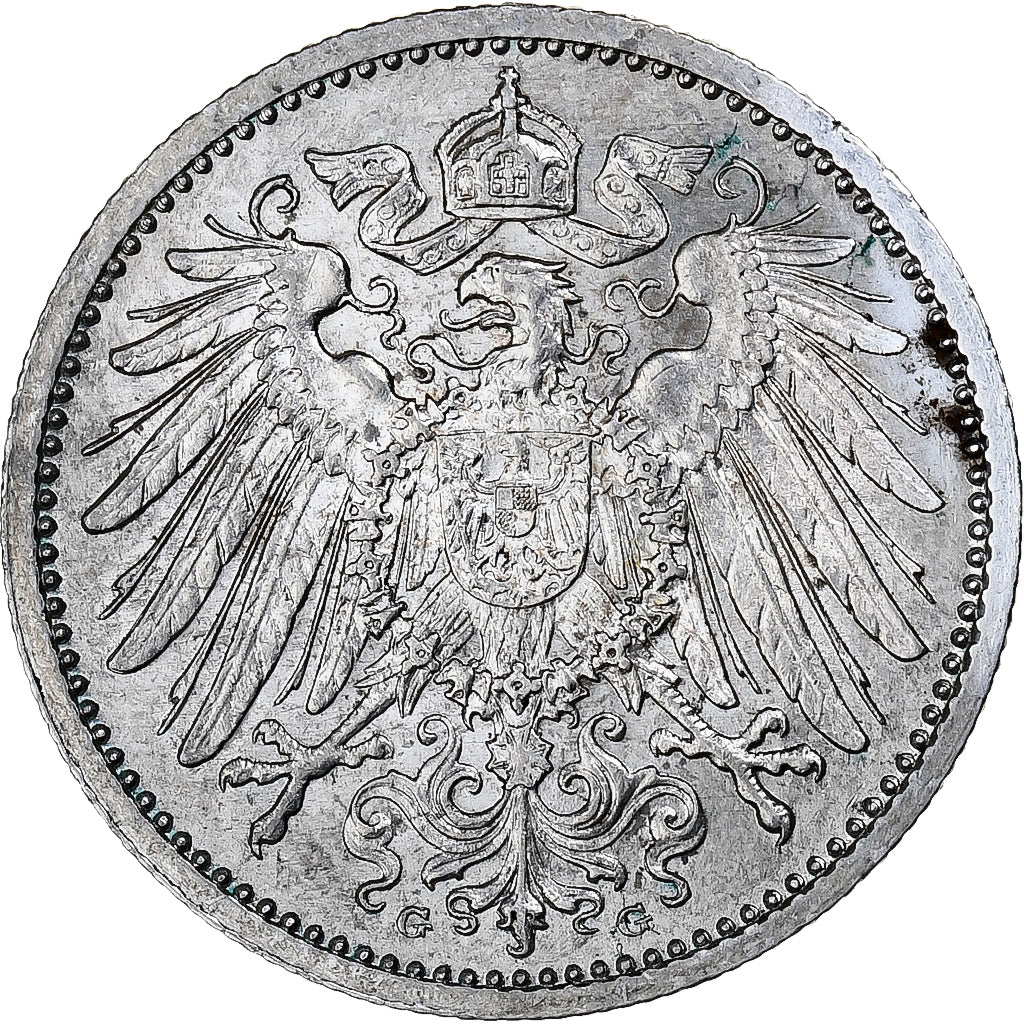 Coin, GERMANY - EMPIRE, Wilhelm II, Mark, 1914, Karlsruhe, MS(60-62), Silver