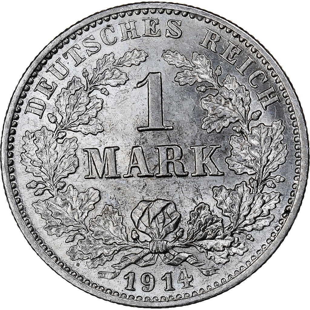 Coin, GERMANY - EMPIRE, Wilhelm II, Mark, 1914, Karlsruhe, MS(60-62), Silver