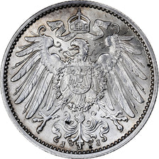 GERMANY - EMPIRE, 1 Mark, 1914, Hambourg, KM #14, AU(50-53), Silver, 24, 5.60