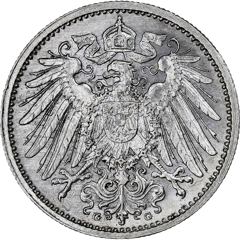 Moneda, ALEMANIA - IMPERIO, Wilhelm II, Mark, 1914, Karlsruhe, EBC+, Plata
