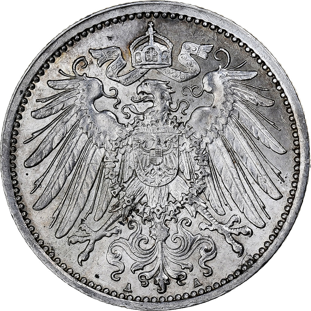 ALEMANIA - IMPERIO, Wilhelm II, Mark, 1914, Berlin, Plata, MBC+, KM:14