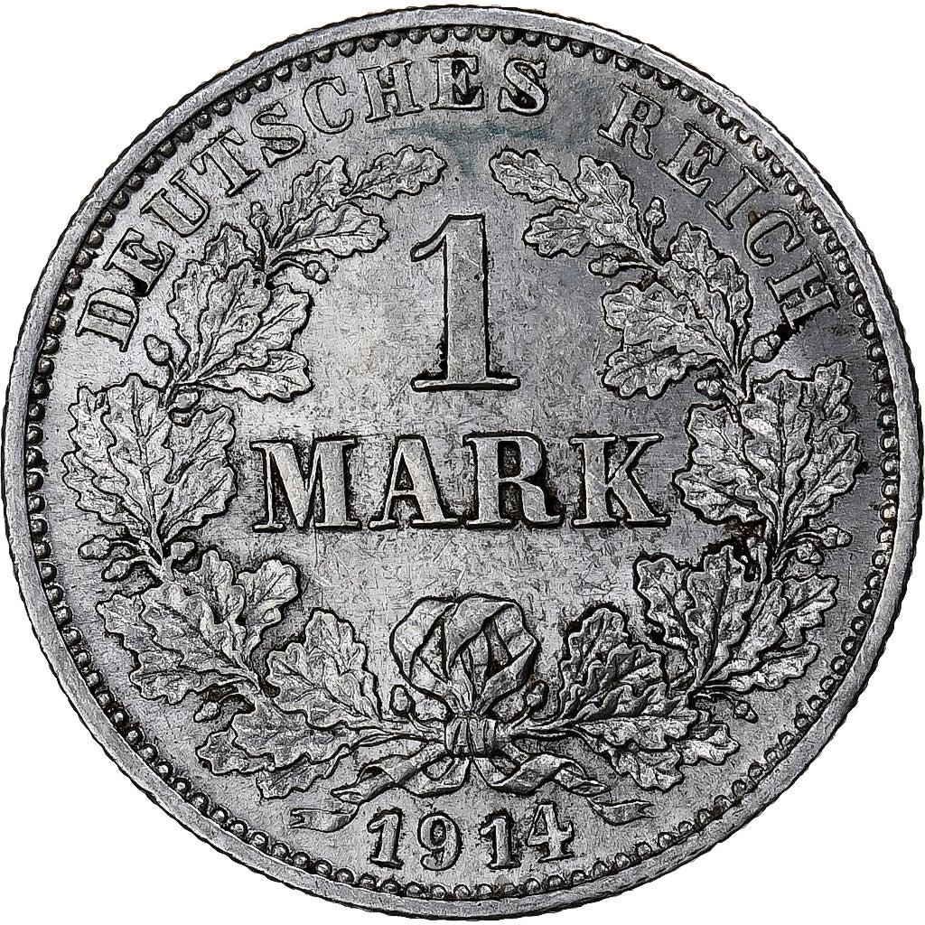 ALEMANIA - IMPERIO, Wilhelm II, Mark, 1914, Karlsruhe, Plata, MBC+, KM:14