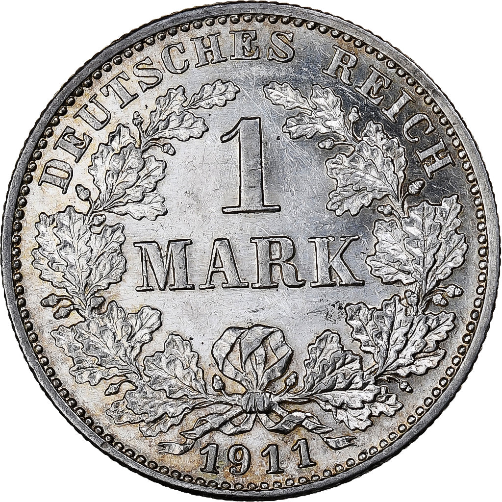 GERMANY - EMPIRE, Wilhelm II, Mark, 1911, Karlsruhe, Silver, MS(60-62), KM:14