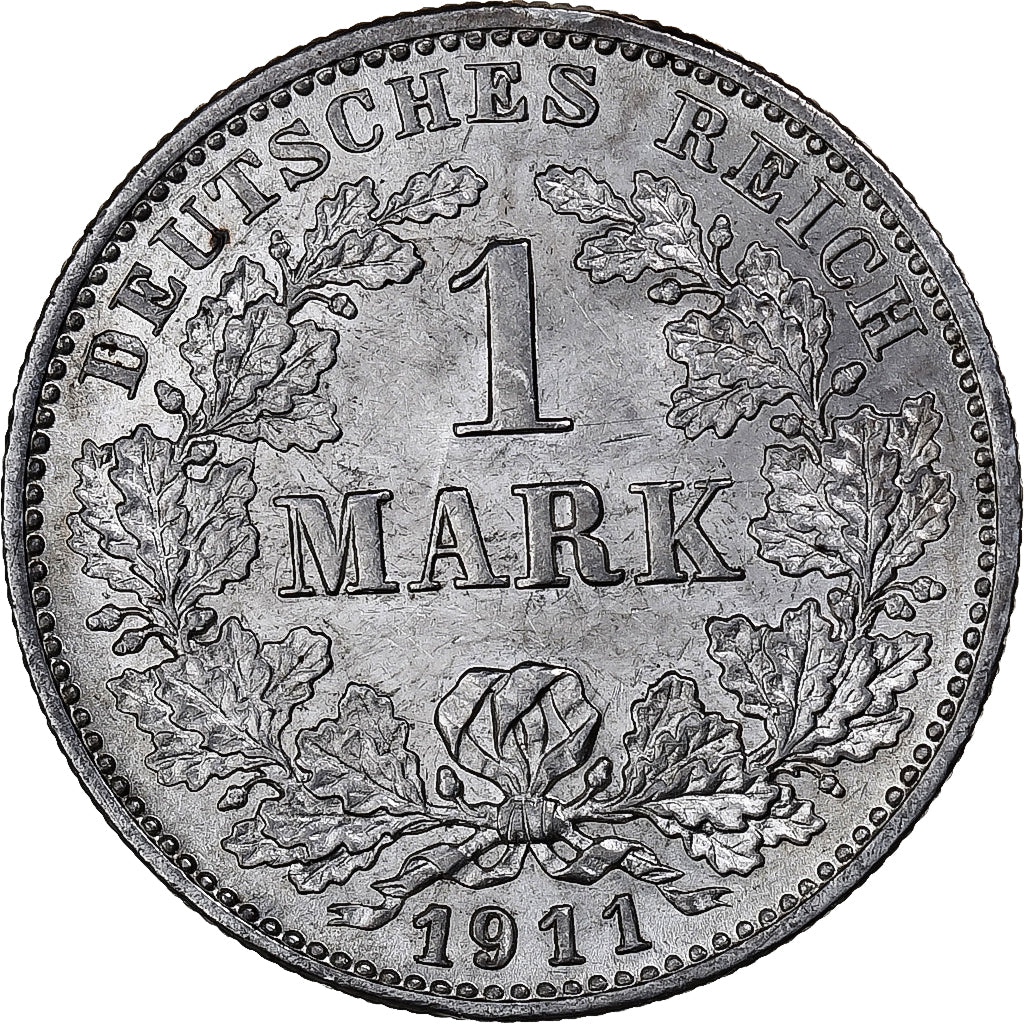 GERMANY - EMPIRE, Wilhelm II, Mark, 1911, Karlsruhe, Silver, AU(50-53), KM:14
