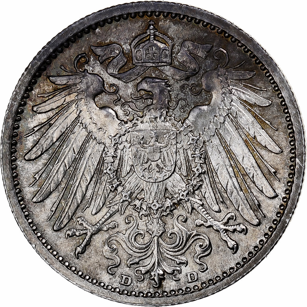 Moneta, NIEMCY - IMPERIUM, Wilhelm II, Mark, 1908, Munich, EF(40-45), Srebro