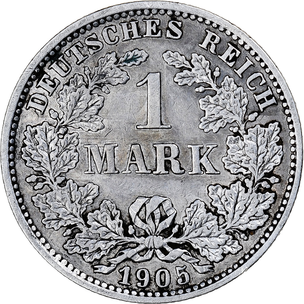 GERMANY - EMPIRE, Wilhelm II, Mark, 1905, Muldenhütten, Silver, AU(50-53)