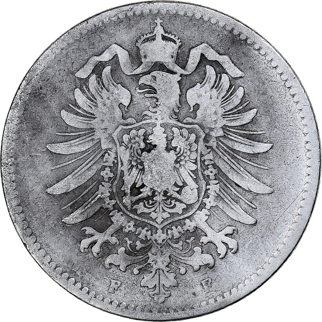 Moneda, ALEMANIA - IMPERIO, Wilhelm I, Mark, 1874, Stuttgart, BC+, Plata, KM:7