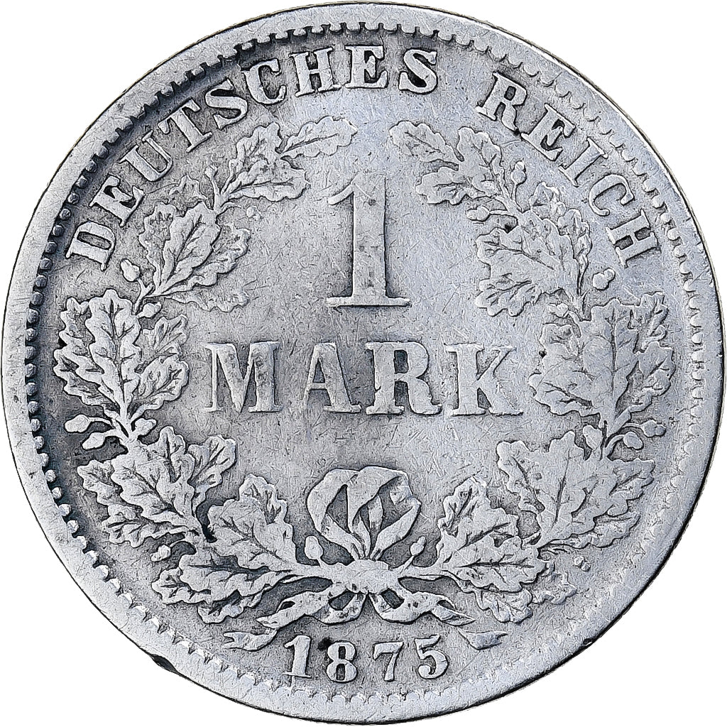 Moneta, NIEMCY - IMPERIUM, Wilhelm I, Mark, 1875, Stuttgart, VF(20-25), Srebro