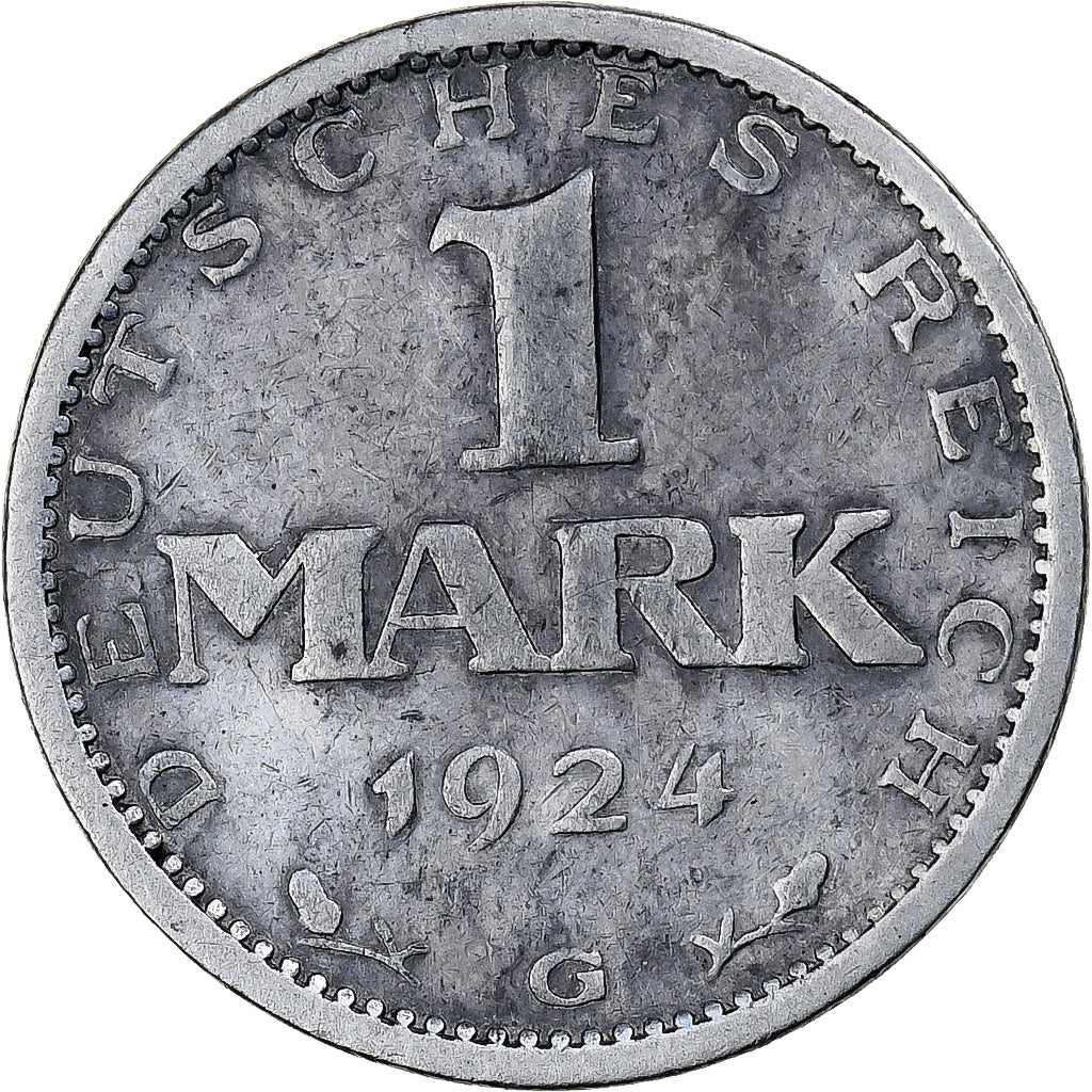 GERMANY, WEIMAR REPUBLIC, Mark, 1924, Karlsruhe, Silver, EF(40-45), KM:42