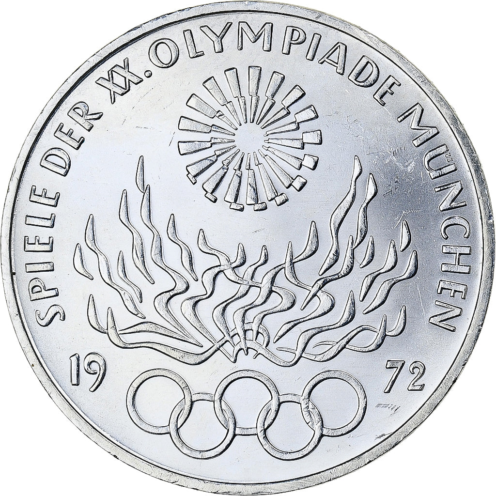 Moeda, ALEMANHA - REPÚBLICA FEDERAL, Munich olympics, 10 Mark, 1972, Karlsruhe