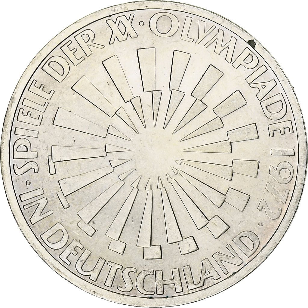 Federale Duitse Republiek, 10 Mark, 1972, Stuttgart, Zilver, PR, KM:130