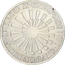 GERMANY - FEDERAL REPUBLIC, 10 Mark, 1972, Stuttgart, Silver, AU(55-58), KM:130