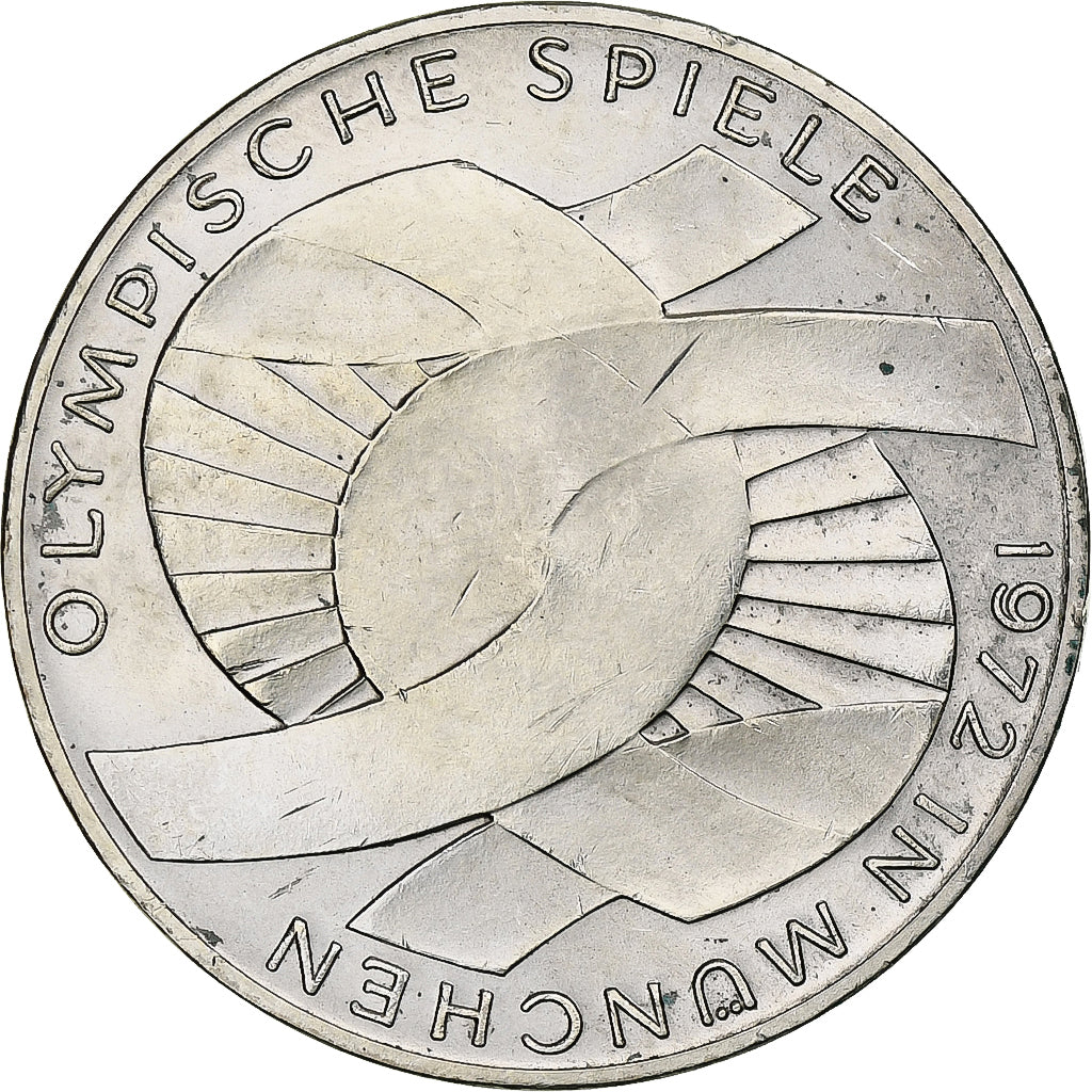 GERMANY - FEDERAL REPUBLIC, 10 Mark, 1972, Munich, Silver, EF(40-45), KM:131