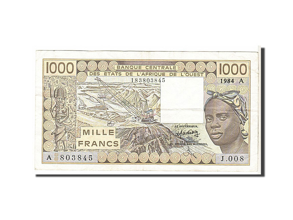 West African States, 1000 Francs, 1984, KM #107Ad, VF(30-35), A803845J008