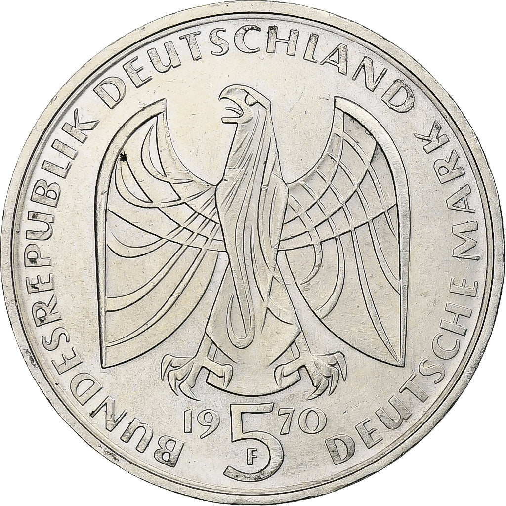 Coin, GERMANY - FEDERAL REPUBLIC, 5 Mark, 1970, Stuttgart, Germany, MS(63)