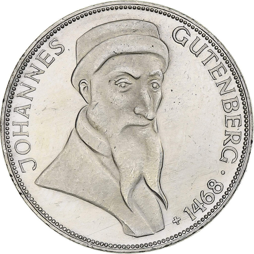 Moneta, Niemcy - RFN, 5 Mark, 1968, Karlsruhe, Germany, BE, MS(63), Srebro