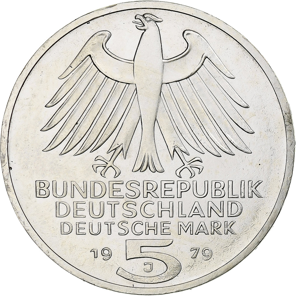 GERMANIA - REPUBBLICA FEDERALE, 5 Mark, 1979, Hamburg, Argento, SPL, KM:150