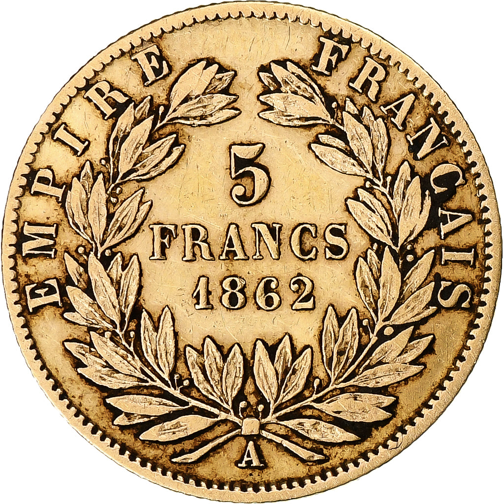 Munten, Frankrijk, Napoleon III, 5 Francs, 1862, Paris, FR+, Goud, KM 803.1