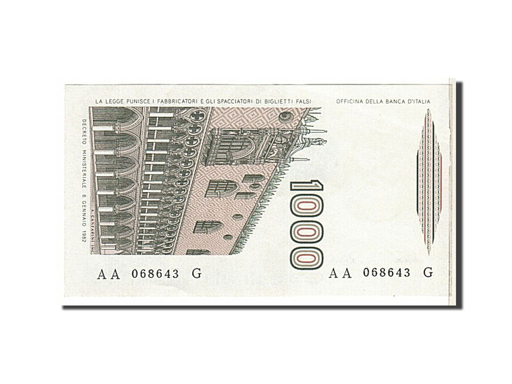 Italy, 1000 Lire, 1982, KM #109a, AU(55-58), AA068643G