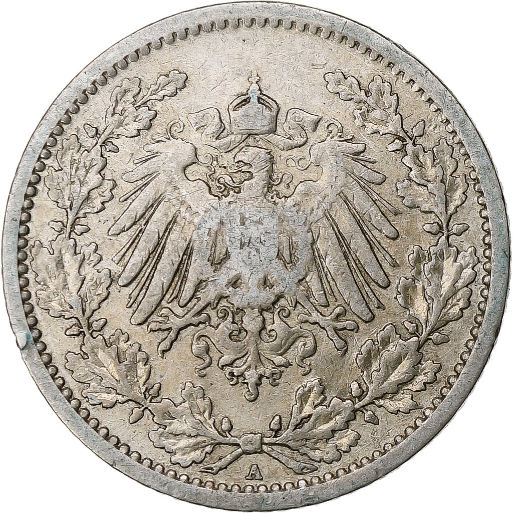 Coin, GERMANY - EMPIRE, 1/2 Mark, 1907, Berlin, EF(40-45), Silver, KM:17