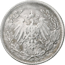 Coin, GERMANY - EMPIRE, 1/2 Mark, 1919, Munich, EF(40-45), Silver, KM:17