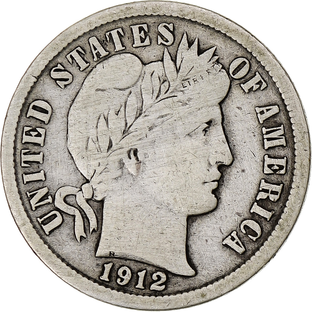 Coin, United States, Barber Dime, Dime, 1912, U.S. Mint, Philadelphia