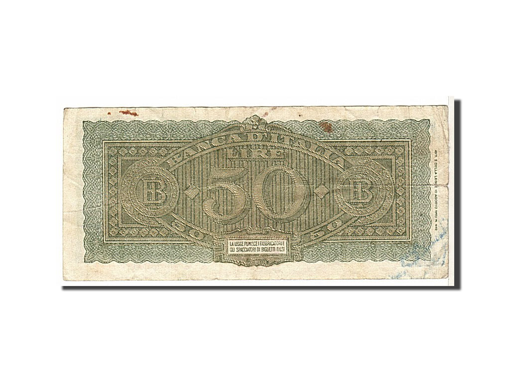 Italy, 50 Lire, 1944, KM #74a, VG(8-10), 030047O75