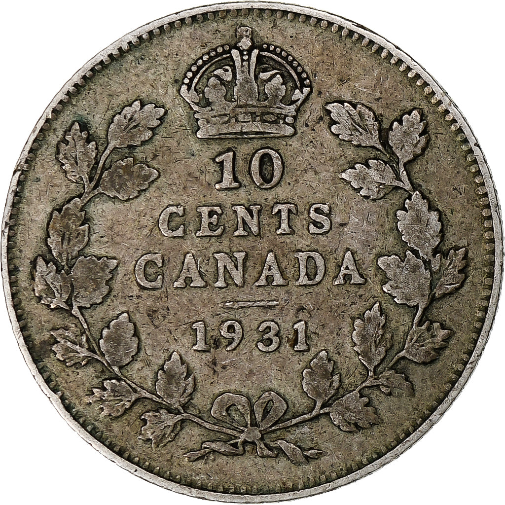 Canadá, George V, 10 Cents, 1931, Royal Canadian Mint, Plata, BC+, KM:23a
