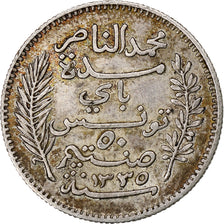 Coin, Tunisia, Muhammad al-Nasir Bey, 50 Centimes, 1916, Paris, AU(55-58)
